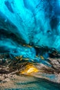 Inside ice cave in Vatnajokull, Iceland . Royalty Free Stock Photo