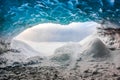 Inside ice cave in Vatnajokull, Iceland . Royalty Free Stock Photo