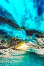 Inside ice cave in Vatnajokull, Iceland . Royalty Free Stock Photo