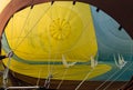 Inside an inflating hot air balloon, abstract colored background Royalty Free Stock Photo