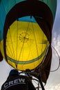 Inside an inflating hot air balloon, abstract colored background Royalty Free Stock Photo