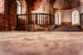 Inside Interior of an old Abandoned Church in Latvia, Galgauska - light Shining Through the Windows Royalty Free Stock Photo