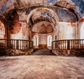 Inside Interior of an old Abandoned Church in Latvia, Galgauska - light Shining Through the Windows Royalty Free Stock Photo