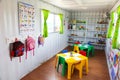 Inside interior of Portable Preschool Classroom made from a shipping container