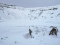 Inside Kerith or Kerid volcanic crater frozen lake Royalty Free Stock Photo