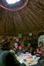 Inside of the Kirghiz shepherd's house - yurt