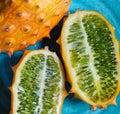 Inside of a kiwano fruit