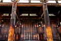 Traditional Japanese wood Buddhist temple front doors Royalty Free Stock Photo