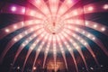 the inside of a large dome with lights and people