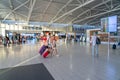 inside the lobby of Larnaca airport on a busy day with passengers. September 2023.