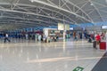 inside the lobby of Larnaca airport on a busy day with passengers. September 2023.