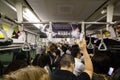 Inside a local train at Shinjuku Station, Tokyo, Japan, 25-09-2014