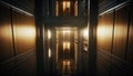 Inside look of a modern elevator shaft, side view, Generative AI