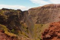 Inside look of Mount Vesuvius& x27; volcano crater, composed of vibrant coloured rocks and rubble, Napoli, Italy.