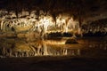 Inside the Luray Caverns caves underground in Virigina Shenendoah Valley. View of. Mirror Lake