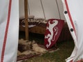 Inside Medieval Tent: Bed, Carpet and Shield