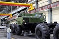 Inside of the Minsk Wheel Tractor Plant. Industrial workshop for the production of military trucks. Factory of the