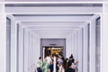 Inside modern corridor with light decorated that linked between two buildings