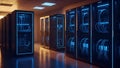 Server Room Data Center Network Servers and Cables Royalty Free Stock Photo