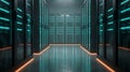 Inside a modern server room corridor (unbranded racks), DATA CENTER Royalty Free Stock Photo
