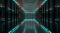 Inside a modern server room corridor (unbranded racks), Royalty Free Stock Photo
