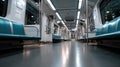 Inside a modern train, empty seats are lined up, offering a clean and comfortable space for passengers to enjoy their journey Royalty Free Stock Photo