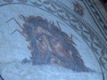 Mosaic of Oceanus, god of the sea, inside the Museum named Museu Muncipal de Faro at the Algarve coast of Portugal