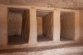 Inside a Nabatean tomb in MadaÃÂ®n Saleh archeological site, Saud