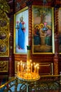 Inside Nadkladeznaya chapel at Holy Trinity St. Sergius Lavra Royalty Free Stock Photo