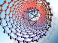Inside nanotube and Buckminsterfullerene (C60) molecule , computer artwork