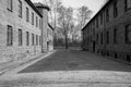 Inside the Nazi Concentration Camp of Auschwitz 1 showing the barrack buildings where prisoners lived in appalling conditions