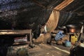 Inside of the nomadic people hose from Tso Moriri Lake in Changthang Plateau, Ladakh