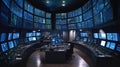 Inside the nuclear bunker's command center: monitoring global security Royalty Free Stock Photo