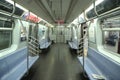 Inside of NYC Subway Car at Eighth Avenue Station in Manhattan Royalty Free Stock Photo