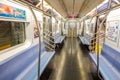 Inside of NYC Subway Car at 34 Street - Hudson Yards Station in Manhattan Royalty Free Stock Photo