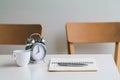 Inside the office there is a desk that is prepared for businessmen to start working every morning. A comfortable and ready-to-work Royalty Free Stock Photo