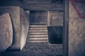 Inside of old abandoned building with construction unfinished. Royalty Free Stock Photo