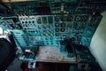 Inside old abandoned disused passenger airplane Royalty Free Stock Photo