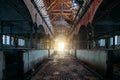 Inside old abandoned German stable or barn with horse boxes Royalty Free Stock Photo