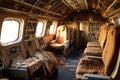 Inside of old abandoned passenger airplane Royalty Free Stock Photo