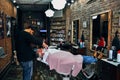 Inside a old barber Shop in Manhattan.