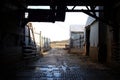 Inside Old Barn Corral Border Royalty Free Stock Photo