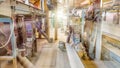 Inside old industrial factory with lots of metal cables and pipes Royalty Free Stock Photo