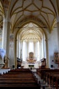 Inside the old medieval saxon lutheran church in Sighisoara, Transylvania, Romania Royalty Free Stock Photo