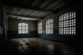 Inside old Orlovka Asylum for the insane in Voronezh Region. Dark creepy abandoned mental hospital