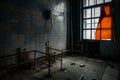 Inside old Orlovka Asylum for the insane in Voronezh Region. Dark creepy abandoned mental hospital Royalty Free Stock Photo