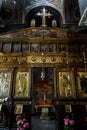Inside old Orthodox church of St Nicholas Rangavas, Athens, Greece Royalty Free Stock Photo