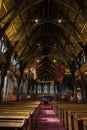 Inside Old Saint Paul church, nave, chancel and altar, Wellington.