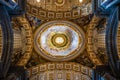 Inside one of the domes of the Vatican. This Is looking straight up into a dome painted as if you are looking up into heaven with