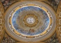 Inside one of the domes of the Vatican. This Is looking straight up into a dome painted as if you are looking up into heaven with